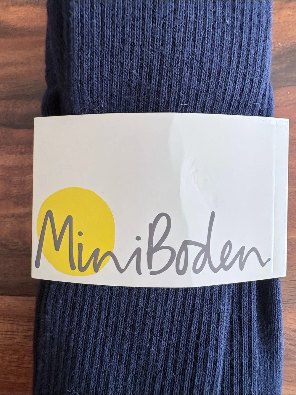 NWT Mini Boden Navy Blue Ribbed Footless Tights Leggings 9 10 Years Gold Trim